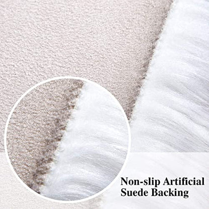 Softlife White Sheepskin Chair Cover 4 PCs Seat Cushion Pad Super Soft Area Rugs for Living Bedroom Sofa Dorm (1.6ft x 1.6ft) - color: White-4pcs