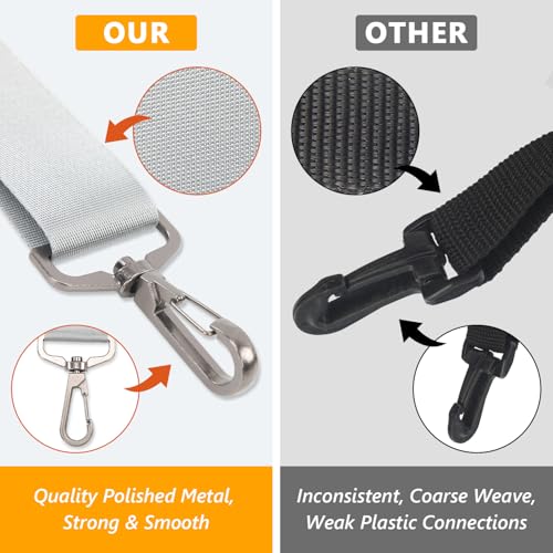 GNEGNI Replacement Shoulder Strap with Fixed Pad, Adjustable Heavy-Duty Crossbody Strap with 360° Metal Swivel Hooks for Laptop, Messenger, Duffel & Tool Bags (Grey) - color: Grey