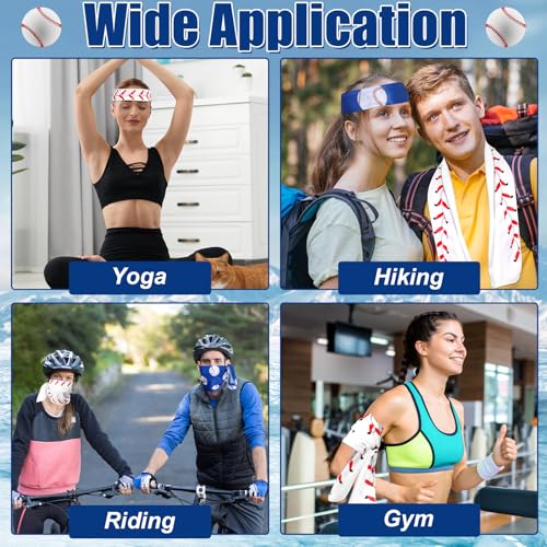 Lonfliness 12 Pcs Baseball Cooling Towels 38x12 Inch Breathable Baseball Microfiber Ice Towel Fast Drying Workout Rags Bulk Sport Team Gift for Team Gym Running Coach Sport Party Favors(White,Blue)