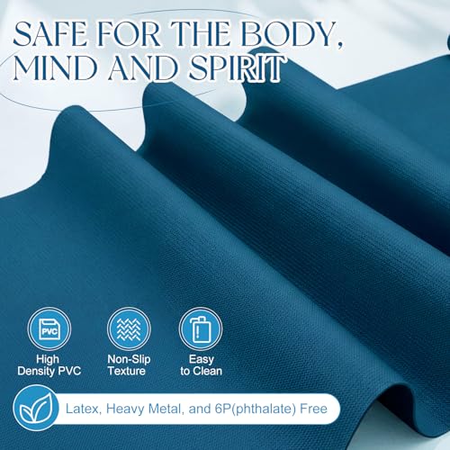Funtery 3 mm Thin Yoga Mats Bulk, 68 x 24 Inches Lightweight PVC Exercise Mats Non Slip Workout Fitness Pads for Yoga Pilates Stretching Classes Gym Home Studio - color: Ocean Blue