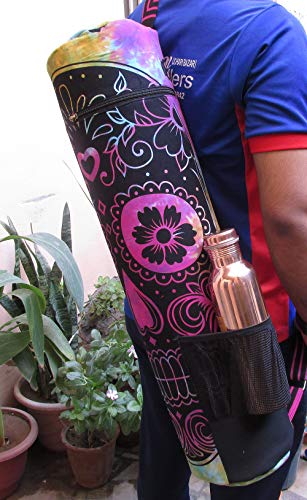 INDIAN CRAFT CASTLE ICC Yoga Mat Bag Carrier Full-Zip Exercise Yoga Mat Carry Bag for Women Men with Multi-Functional Storage Pockets and Adjustable Shoulder Strap 26X6 Inches - style: Multi Skull Yoga Bag