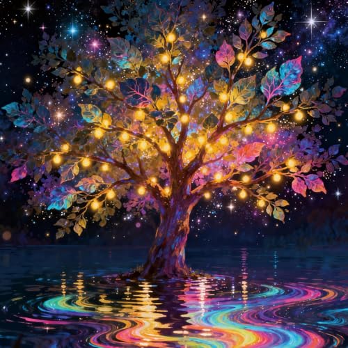 Tree of Life Paint by Numbers Kit for Adults Framed Canvas, Frameworkless | Easy Adult Paint by Number Kits on Canvas DIY Tree of Life Painting for Beginners Art by Numbers for Home Wall Decor Gift - color: YH03383