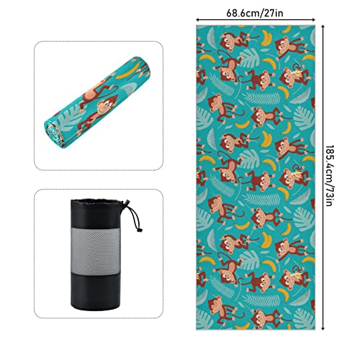 Yoga Mat Towel Monkey Banana, 73" x 27" - color: Monkey Banana