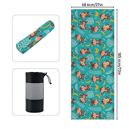 Yoga Mat Towel Monkey Banana, 73" x 27" - color: Monkey Banana