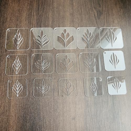 NUO RUI Mandala Stencil Set, 15 Clear Acrylic Stencils, 5 Assorted Designs, 3 Sizes, Reusable and Washable, for Dot Art and Painting (Pattern 3)