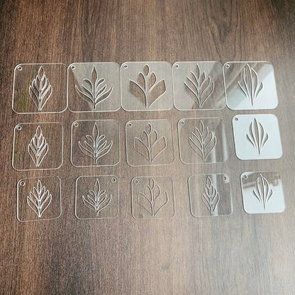 NUO RUI Mandala Stencil Set, 15 Clear Acrylic Stencils, 5 Assorted Designs, 3 Sizes, Reusable and Washable, for Dot Art and Painting (Pattern 3)