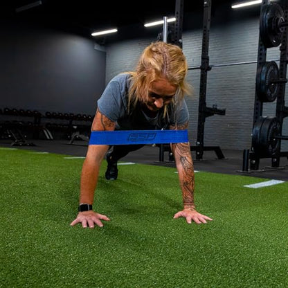 Serious Steel Fitness 패브릭 미니 루프 미끄럼 방지 저항 밴드 세트 | 워밍업, 물리 치료, 둔근 훈련, 속도 및 민첩성 운동 밴드 - color: 레벨 4 - 헤비 (블루)
