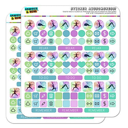 Yoga Poses Planner Calendar Scrapbooking Crafting Sticker Set - color: Clear