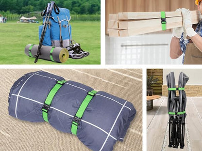 Utility Straps with Metal Quick Release Buckle, Adjustable Nylon Belt Backpack Accessories Sleeping Bag Strap for Hiking, Travel, Outdoor Sports (Green-Metal Buckle, 1" W-60 L) - size: 1"W-60"L