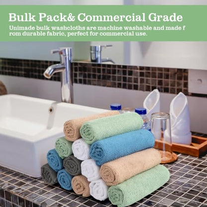 UNIMADE Washcloths Bulk 100 Pack Face Towels (12" x 12"), Highly Soft Wash Cloths and Hand Towels, Fast Drying Multi-Purpose Microfiber Cleansing Cloths for Bathroom, Hotel, Spa, and Salon-Multicolor | Hand Towels, Fast Drying Multi-Purpose Microfiber Cle