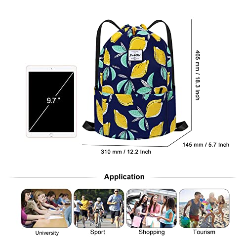 XEYOU Drawstring Backpack Bag Sport Gym Sackpack Beach Cinch Bag | Lightweight Swimming Bag, Water-Resistant Fabric, Travel Daypack for Women and Men - color: Pears Pattern