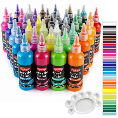 Acrylic Paint Set, 36 Colors, 4 oz/120ml Bottles | Rich Pigments, Water Proof, For Artists, Beginners and Kids, Canvas Rocks Wood Ceramic Fabric - color: 120ml 36 Colors
