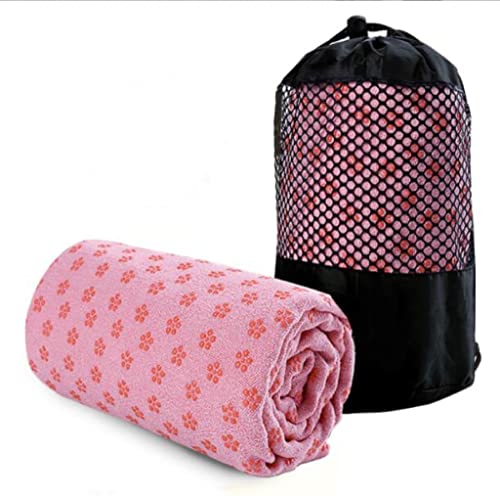 Yoga Towel, Hot Yoga Mat Towel - Sweat Absorbing Non-Slip for Hot Yoga, Pilates and Workout, 24x72 inches with Grip Dots (Pink) - color: Pink