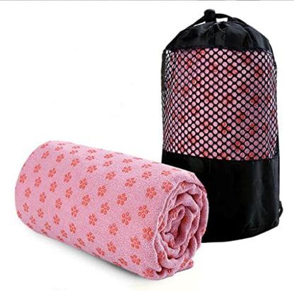 Yoga Towel, Hot Yoga Mat Towel - Sweat Absorbing Non-Slip for Hot Yoga, Pilates and Workout, 24x72 inches with Grip Dots (Pink) - color: Pink