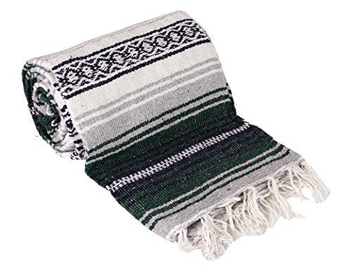 Canyon Creek Mexican Style Falsa Yoga Blanket (Dark Green/Forest) - color: Dark Green / Forest