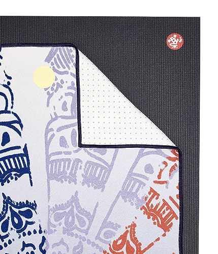 Manduka Yogitoes Hot Yoga Mat Towel - 71" | Moisture Activated Grip | Patented Silicone Nubs | Highly Absorbent, Durable & Easy Care | Made from Recycled Materials | 71 x 24 Inches | Chakra Print Blue - color: Chakra Print Blue, size: 71" x 24"