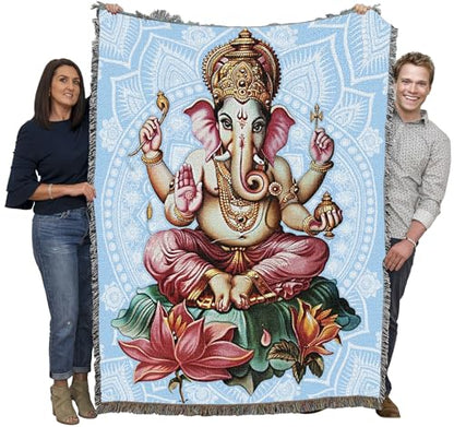 Pure Country Weavers Lotus Mandala Blanket - Religious Gift Tapestry Throw Woven from Cotton - Made in The USA (72x54) - color: Lotus Mandala, size: 72x54