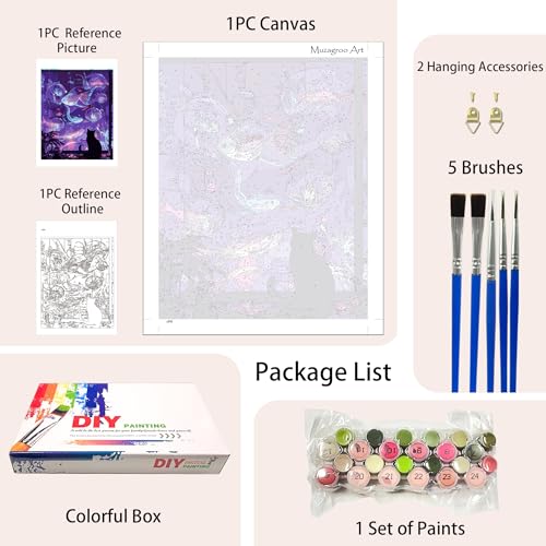 Muzagroo Paint by Numbers Oil Painting Kits for Adults DIY Fish Dream Oil Painting for Beginners Hand Crafts Kits with Brushes and Acrylic Paints 16x20 inches (Fish Dream) - color: Fish Dream