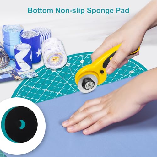 Headley Tools 10"x10" Round Rotating Cutting Mat, Self Healing Mat with 360-Degree Rotation & Anti-Slip Base, Sewing Board Cutting Mat Perfect for Fabric Quilting Leather Hobby Project, Turquoise - color: Turquoise, size: 10"L x 10"W