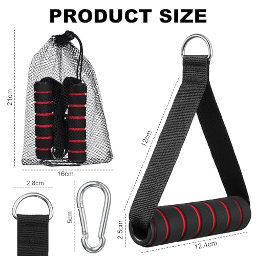 flintronic Exercise Handle, Resistance Bands Handle, Replacement Handle Attachments for Cable Machine Pulleys, Gym Handles with 2 Heavy Duty Carabiner Hooks, for Fitness Workout Gym Pilates Yoga