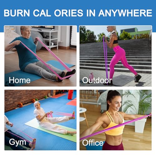 5-Piece Resistance Bands Set, 5.9 ft, Latex-Free for Exercise and Therapy - color: Gradient Pink Set, size: 5.9FT