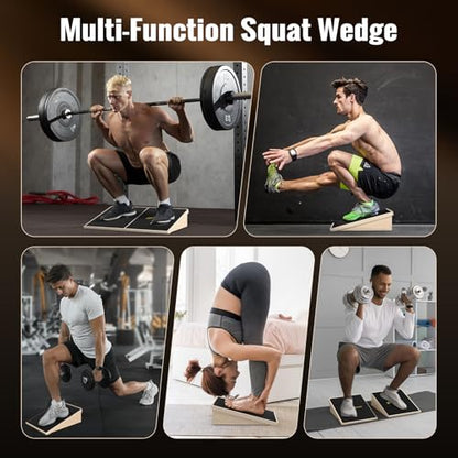 Sportneer Squat Wedge, 1200LB Wooden Heel Elevated Board for Squats - size: 15°