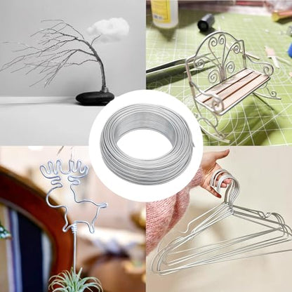 12 Gauge (2mm) Silver Craft Wire for Sculpting，100ft（30m） Aluminum Wire for Sculpting Armature Wire Silver DIY Bendable Craft Wire with 1 Electronic Plier to Cut - size: 12 Gauge
