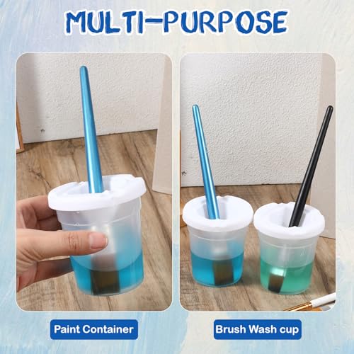 HANLANXUE 24 Packs Empty No Spill Paint Cups with Lids, Reusable Mini Clear Plastic Paint Storage Containers Art Painting Craft Supplies