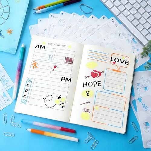 36 PCS Journal Stencils Kit, Reusable Planner Templates for Creative Journaling, Drawing and Organizing, Essential Journal Supplies and Accessories for DIY Planning