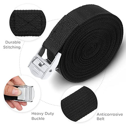 Riakrum 16 Feet 15 Pack Lashing Straps with Buckles, Adjustable, Black - color: Black, size: 16 Feet