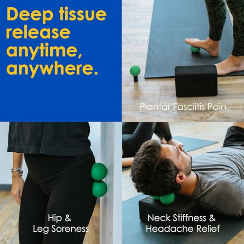 Rodo 2-in-1 Medium Peanut & Lacrosse Ball Roller | Deep Tissue Massage Tool for Fascia, Plantar Fasciitis, Hips & Back | Mobility & Recovery Roller | Compact, Travel-Friendly, Pilates & Therapy Ready - color: Green