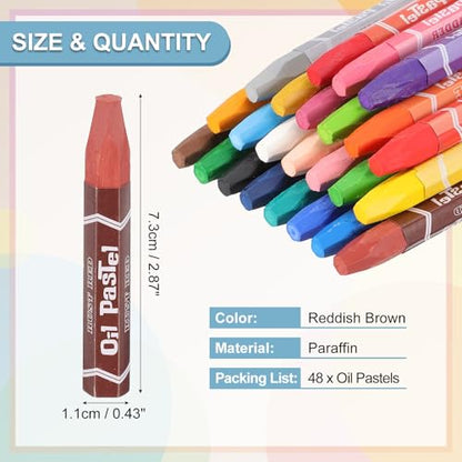 PATIKIL Red Brown Oil Pastels, 48Pcs Soft Oil Crayons Pastels Stick Vibrant and Creamy Art Supplies Bulk for Artists Beginners Art Painting Drawing Blending Graffiti Gallery - color: Red Brown