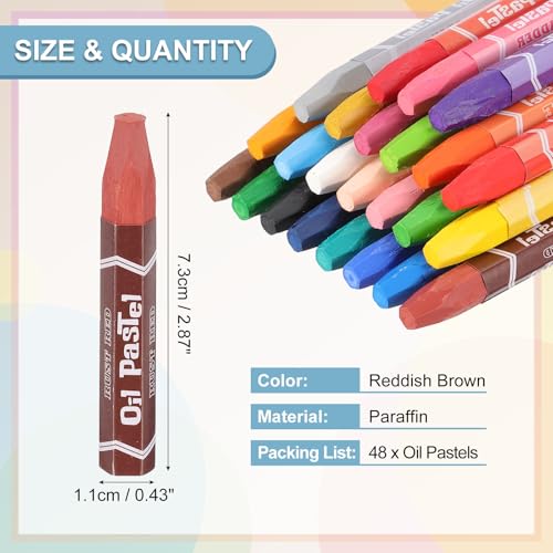PATIKIL Red Brown Oil Pastels, 48Pcs Soft Oil Crayons Pastels Stick Vibrant and Creamy Art Supplies Bulk for Artists Beginners Art Painting Drawing Blending Graffiti Gallery - color: Red Brown