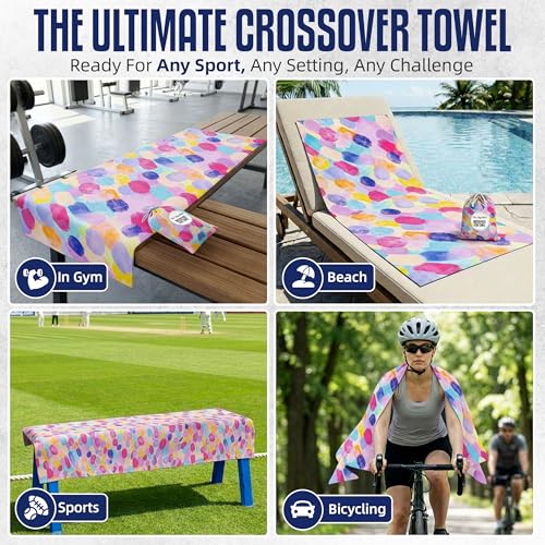 CHEEKY WINX Microfiber Gym Towel – Highly Absorbent Microfiber Sweat Towel, Quick-Dry Lightweight Design, Odour-Resistant Fabric, Matching Carry Bag, Cotton Candy, Large (120 x 60 cm) - color: Cotton Candy, size: Large