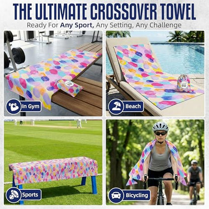 CHEEKY WINX Microfiber Gym Towel – Highly Absorbent Microfiber Sweat Towel, Quick-Dry Lightweight Design, Odour-Resistant Fabric, Matching Carry Bag, Cotton Candy, Large (120 x 60 cm) - color: Cotton Candy, size: Large