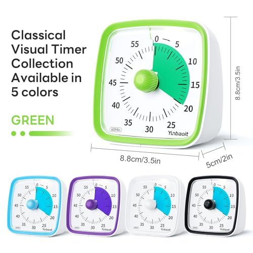Yunbaoit Visual Timer with Night Light, 60 Minute Countdown, Light Green - color: Light Green