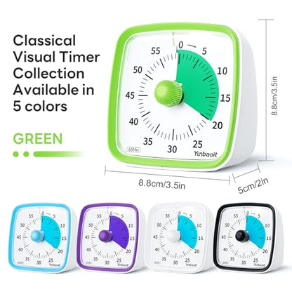 Yunbaoit Visual Timer with Night Light, 60 Minute Countdown, Light Green - color: Light Green