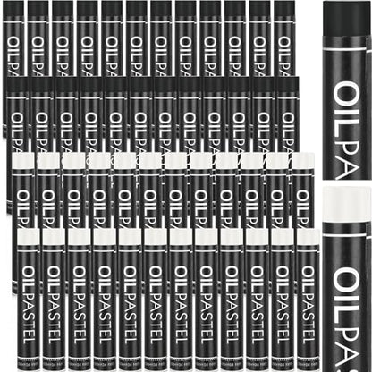 Nezyo 48 Pcs Black and White Oil Pastels Bulk Soft Oil Crayons Single Color Creamy Pastels Stick Refill Set Art Supplies for Artists Beginners Art Painting Drawing Blending Graffiti - color: Black and White