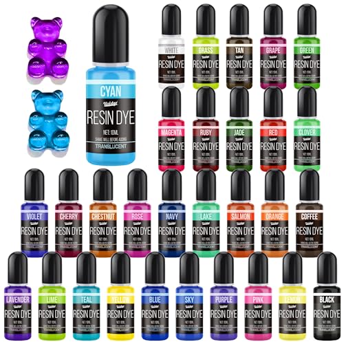 Epoxy Resin Pigment, 30 Colors Liquid Epoxy Resin, 0.35oz/10ml Each | Concentrated Translucent Resins Colorant for DIY Resin Jewelry Making, Paint, Resins Art Crafts