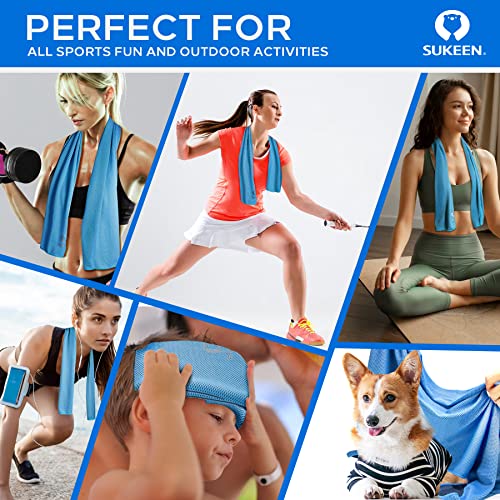 Sukeen 4 Pack Cooling Towels (40"x 12"), Cooling Neck Wraps, Soft Ice Towel - color: Blue/Grey/Royal Blue/Black