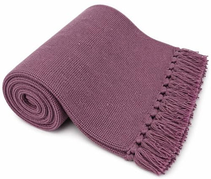 Kakaos Solid Color Cotton Yoga Blankets with Matching Tassels (Lavender) - color: Lavender