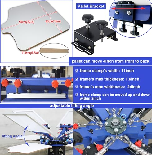 TECHTONGDA 4 Color 4 Station Screen Printing Press Kit with Flash Dryer UV Exposure Unit Drying Cabinet Washout Tank Squeegee Mesh Frame Accessories
