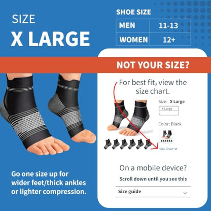 PAPLUS 6 Pairs Compression Socks Women & Men for Plantar Fasciitis Relief - color: Black(6 Pairs), size: X-Large (6 Pair)
