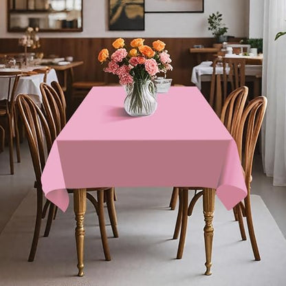 54IN X 320FT Plastic Table Cover Roll with Cutter Box, Cut to Size Plastic Table Cloths for Parties, Birthday, (Pink, 54"x3840"(Rectangular)) - color: Pink, size: 3840" x 54" (Rectangular)