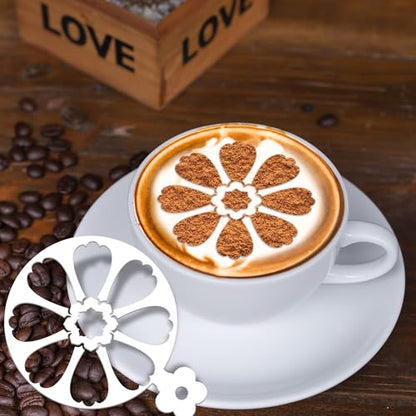 Sitsink Mandala Flower Coffee Stencils - 25 Pcs Stencils for Cookies Sourdough Bread Decor, Reuable Template for Crafts Floral Design - style: flower coffee