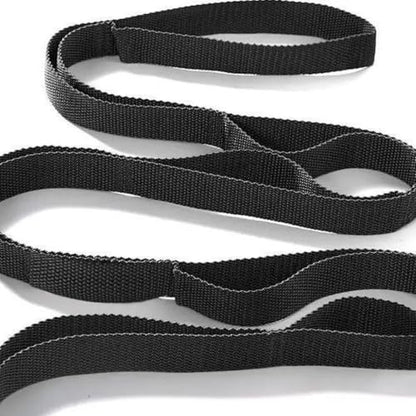 10 Loops Stretching Strap Yoga Strap for Home Workout, Exercise, Pilates and Gymnastics, Non-Elastic Stretch Bands for Women & Men - color: Black