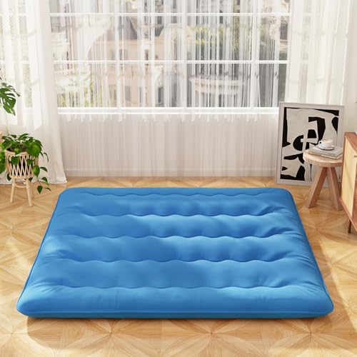 Giantex Japanese Floor Mattress, 4 Inch Futon Mattress with Washable Cover & Storage Bag, Foldable Roll up Mattress Tatami Mat, Portable Sleeping Pad for Camping, Dormitory, Navy, King - color: Navy, size: King