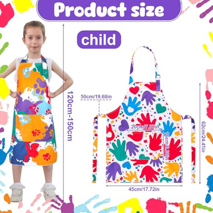 2 Pack Kids Apron, Cute Cooking Aprons, Waterproof Art Apron with Pockets, Toddler Painting Artist Apron Adjustable - color: Colorful Paw Prints, size: 45*62cm