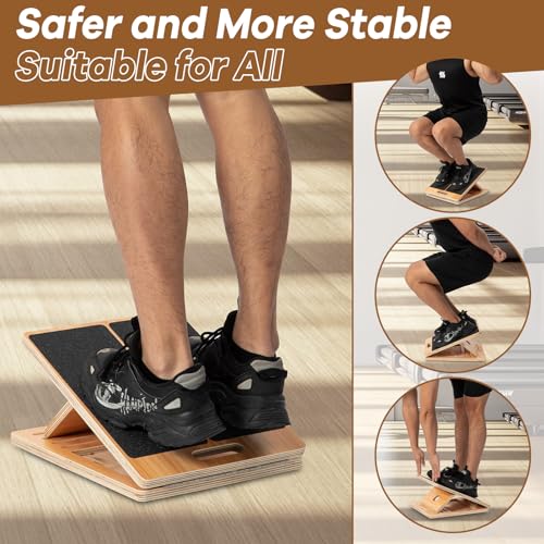 StrongTek Professional Wooden Balance and Adjustable Slant Board Set – Ideal for Core Strength, Stability, and Flexibility Training