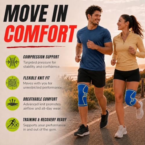 UFlex Athletics Knee Brace for Men and Women Knee Compression Sleeve Knee Support Wraps for Arthritis Joint Pain Relief, Workout, Swelling, Sports, Circulation, Running, & ACL Recovery - color: Blue-Gold, size: Small